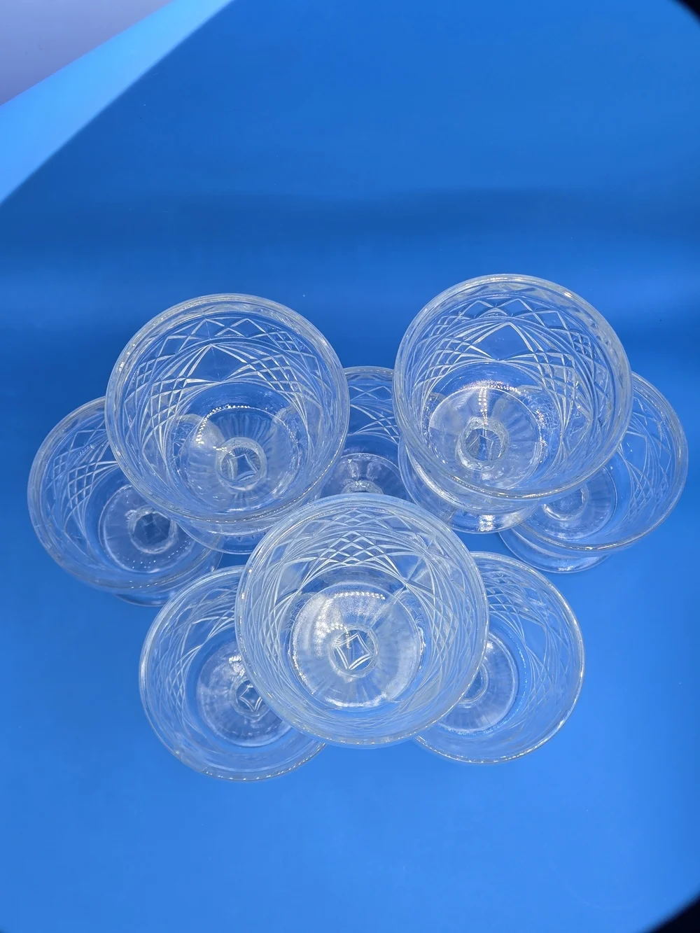 8x Vintage Clear Glass Hazel Atlas Footed Big Top Peanut Butter Dessert Glasses